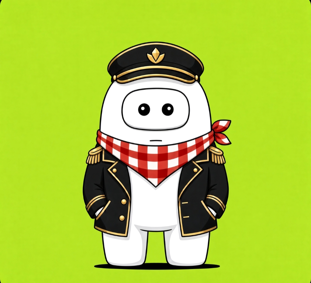 LilBuds officer Bud wearing a black and gold captain's coat with a red checkered bandana